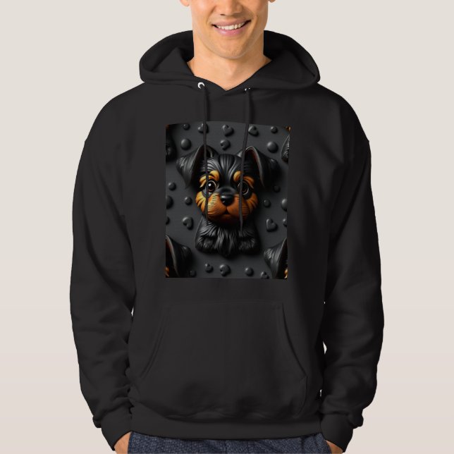 Sudadera Mens XL Hoodie Black Puppy Dog (Anverso)