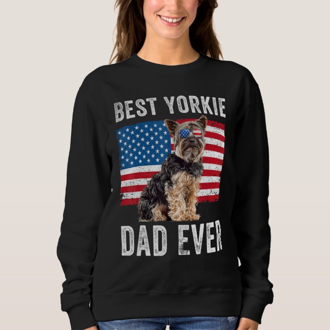 Sudadera Mens Yorkie Dad American Flag Yorkshire Terrier Do (Anverso)