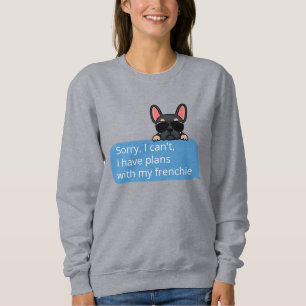 Sudadera Mensaje de texto divertido de Frenchie negro y mar