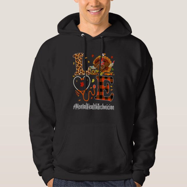 Sudadera Mental Health Technician Love Thanksgiving Leopard (Anverso)