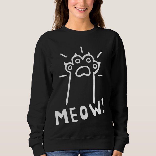 Sudadera Meow Cat Paw - Funny Action Kitty Cat Y Cats Paw (Anverso)