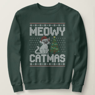 Sudadera Meow Catmas - Gato de Navidad Feo Tejido