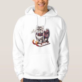 Sudadera "Meow Snow Day! Cute Kitten on Sled with Scarf