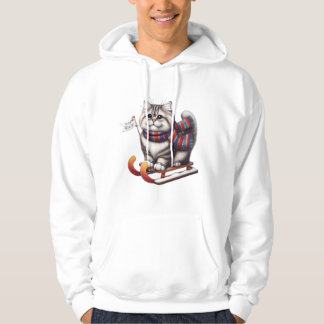 Sudadera "Meow Snow Day! Cute Kitten on Sled with Scarf