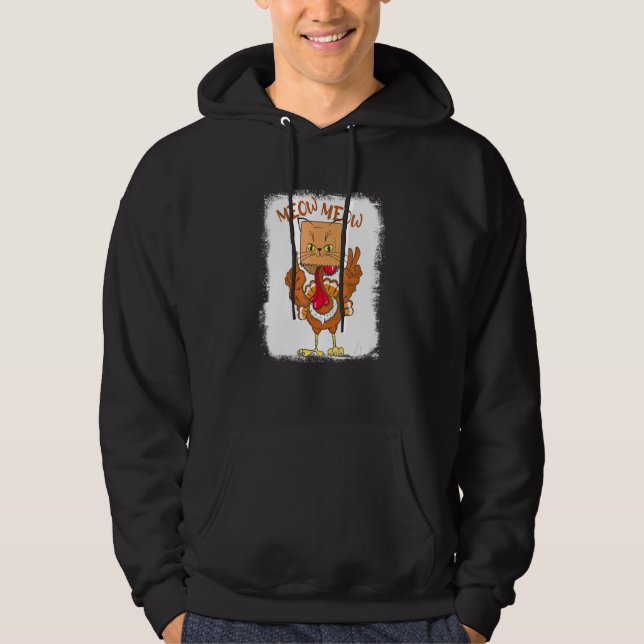 Sudadera Meow Turkey disfraz gato de acción de gracias de T (Anverso)
