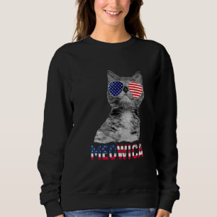 Sudadera Meowica Bandera Americana Gafas De Sol 4 De Julio