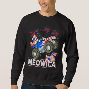 Sudadera Meowica Cat Monster Drik Camión Bandera Americana