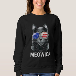 Sudadera Meowica Cute Cat Con Bandera Estadounidense