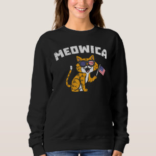 Sudadera Meowica Gafas De Sol Gato Bandera Estadounidense 4
