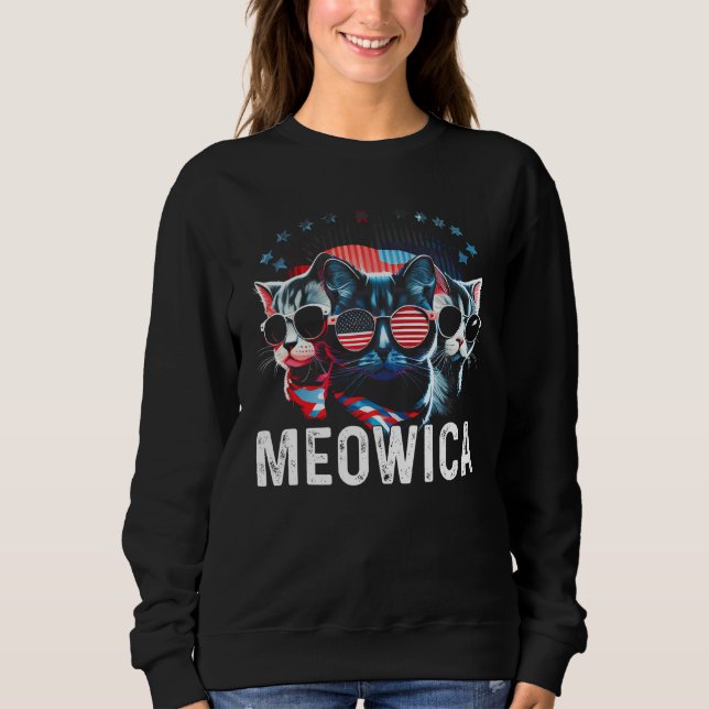 Sudadera Meowica Patriotic Three Cats 4th of July Kids Amer (Anverso)
