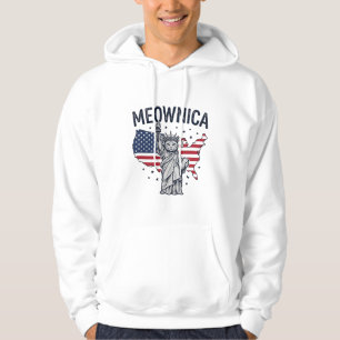 Sudadera Meownica Gato Patriótico Diseño Vector Vintage_1
