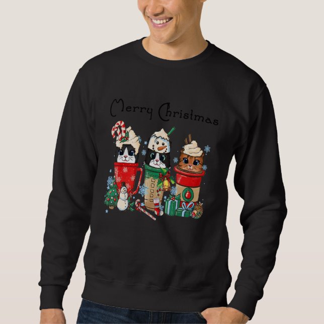 Sudadera Meowy Cat Christmas  Cat  Coffee (Anverso)