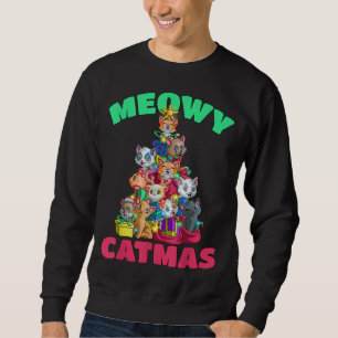 Sudadera Meowy Catmas Cat Árbol de Navidad Chicas Niños Ki