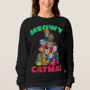 Sudadera Meowy Catmas Cat Árbol de Navidad Chicas Niños Ki