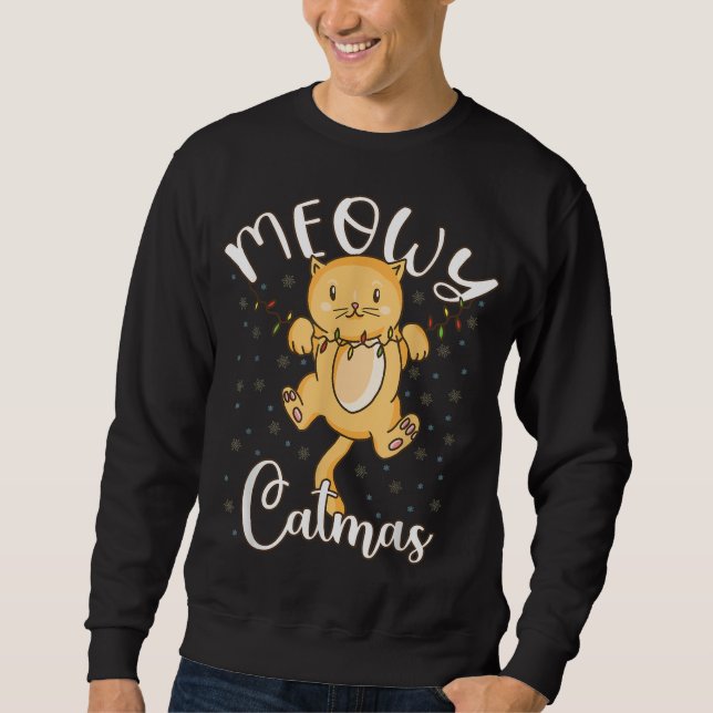 Sudadera Meowy Catmas Cat Árbol de Navidad Divertidas Navid (Anverso)