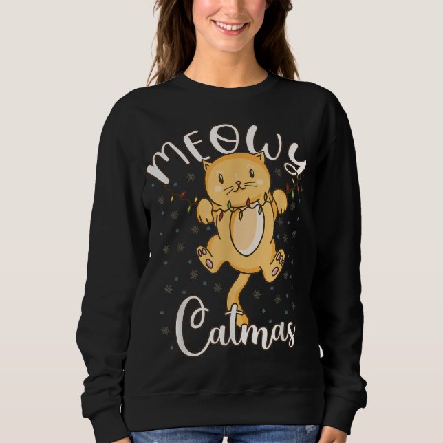 Sudadera Meowy Catmas Cat Árbol de Navidad Divertidas Navid (Anverso)