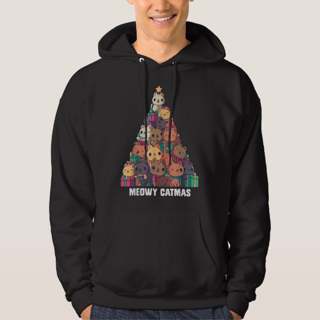 Sudadera Meowy Catmas Cat Árbol de Navidad Navidad Navidad  (Anverso)