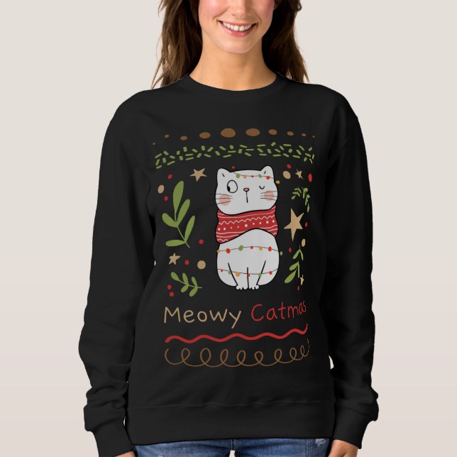 Sudadera Meowy Catmas Cat Lover Navidades Navidad (Anverso)
