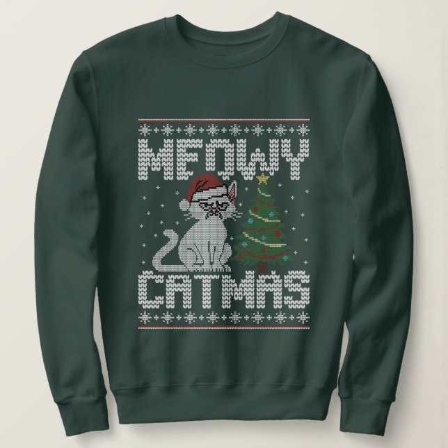 Sudadera Meowy Catmas - Gato Santa Feo  (Anverso del diseño)