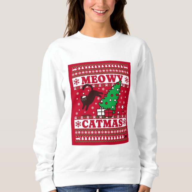 Sudadera Meowy Catmas Holiday Design - Festividad y diversi (Anverso)