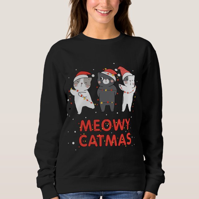 Sudadera Meowy Catmas Novedad Gato Navidades del amante de  (Anverso)