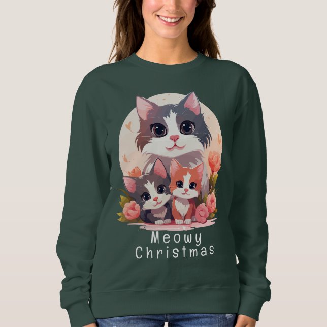 Sudadera Meowy Catmast Cute Navidades Gatos (Anverso)