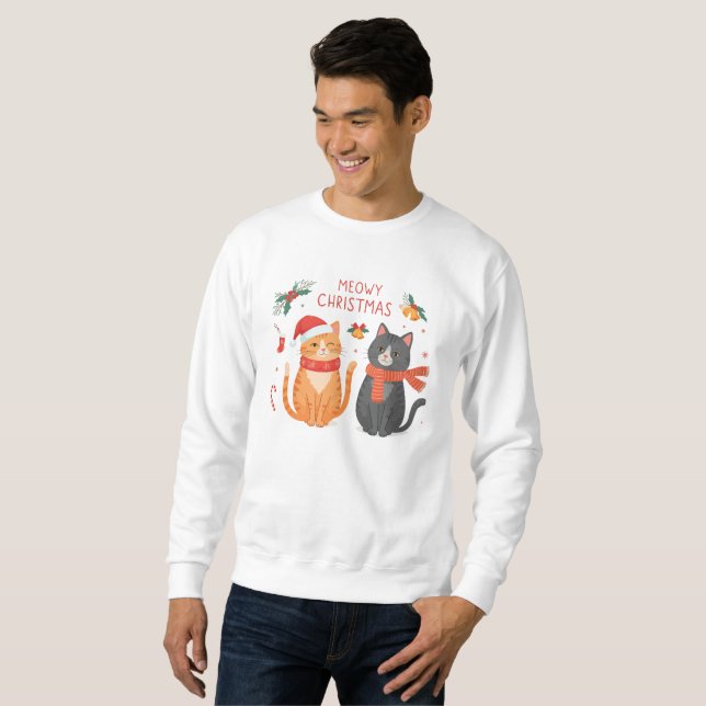 Sudadera Meowy Christmas – Cute Funny Cats Holiday Design  (Anverso completo)