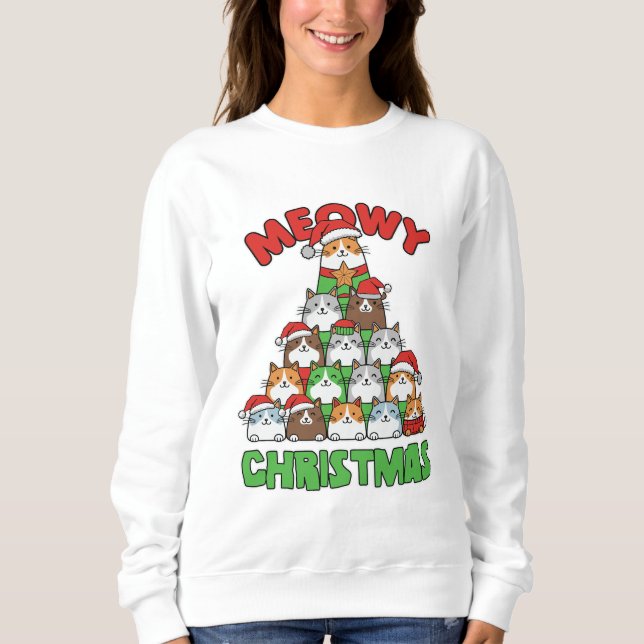 Sudadera Meowy Christmas Tree (Anverso)