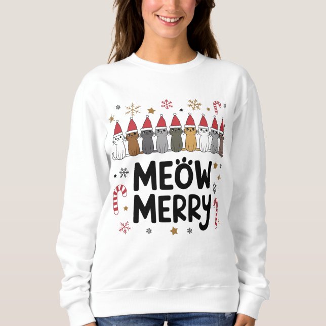 Sudadera Meowy Merry Catmas Sweatshirt (Anverso)