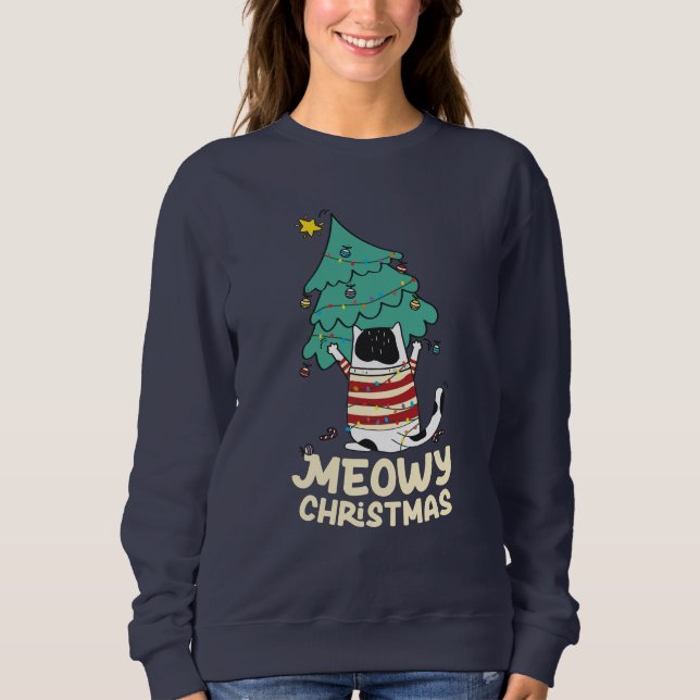 Sudadera Meowy Navidades Funny Cat Lover (Anverso)
