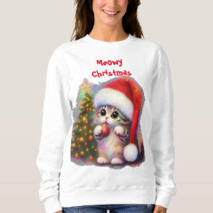 Sudadera Meowy Navidades Kitten Kitty Cat con ornamento y á