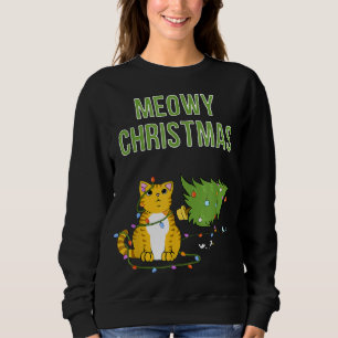 Sudadera Meowy Navidades Tiger Tabby Cat Xmas Tree