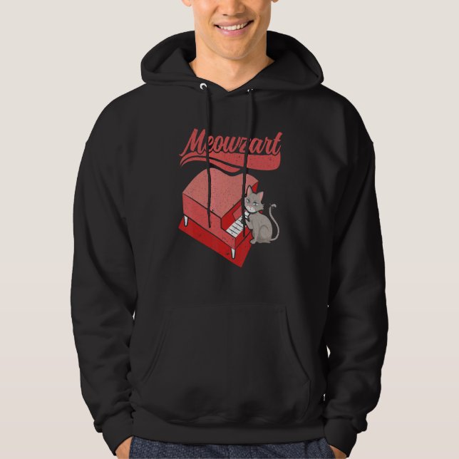 Sudadera Meowzart Músico de instrumentos musicales Pianista (Anverso)