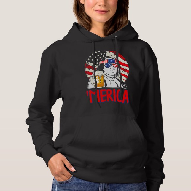 Sudadera Merica 4 De Julio Cerveza Benjamin Franklin Usa Fl (Anverso)