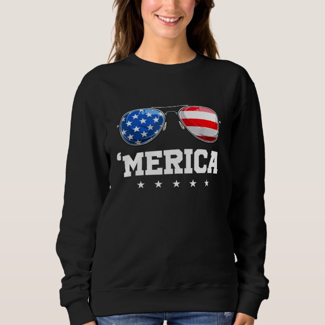 Sudadera Merica 4 De Julio Gafas De Sol Bandera Estadounide (Anverso)