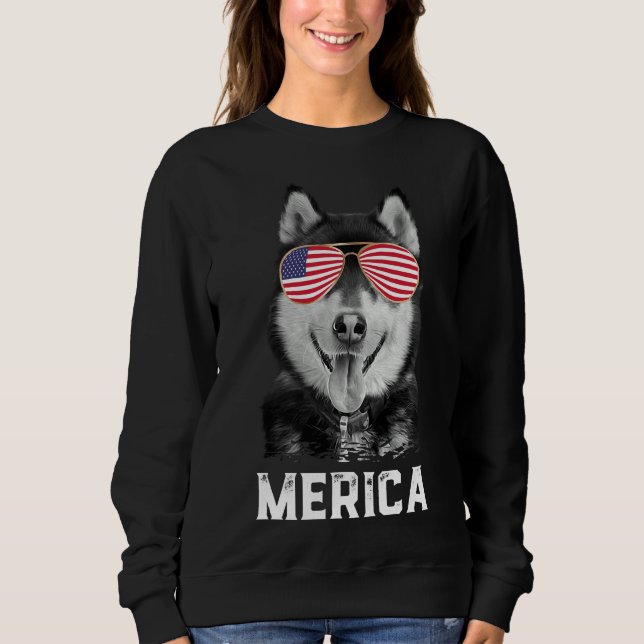 Sudadera Merica Curiosa Siberian Husky Perro Americano Fl (Anverso)