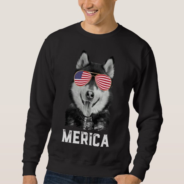 Sudadera Merica Curiosa Siberian Husky Perro Americano Fl (Anverso)