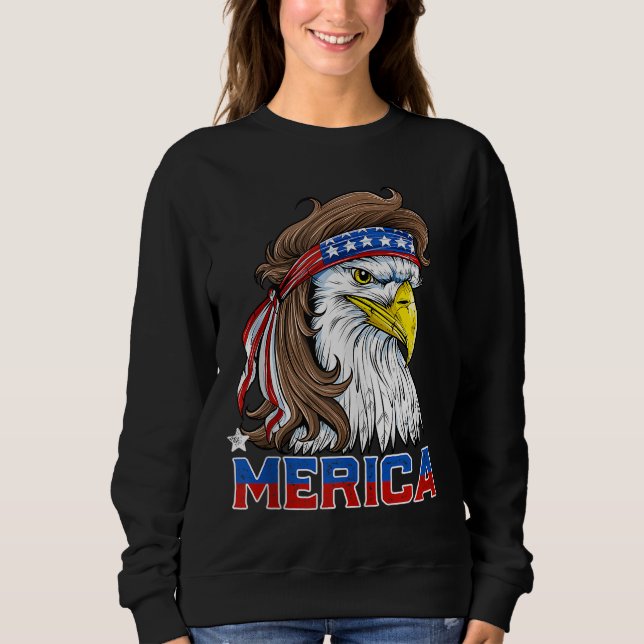 Sudadera Merica Eagle Mullet 4 de julio Hombres Mujeres Ame (Anverso)
