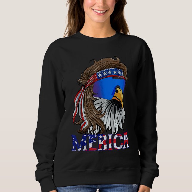 Sudadera Merica Eagle Mullet Bandera Estadounidense Hombres (Anverso)