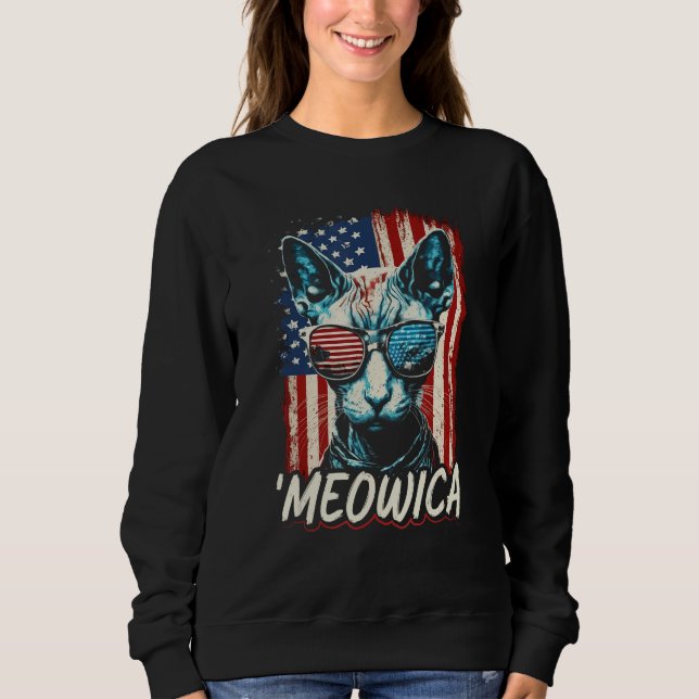 Sudadera Merica Patriotic Sphynx Cat Meowica 4th of July Ca (Anverso)