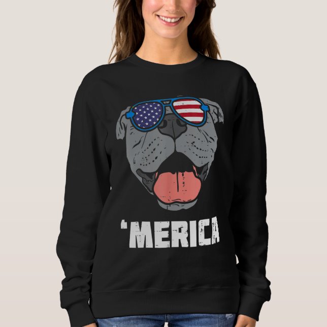 Sudadera Merica Pitbull Pit American USA Flag 4th Of July F (Anverso)