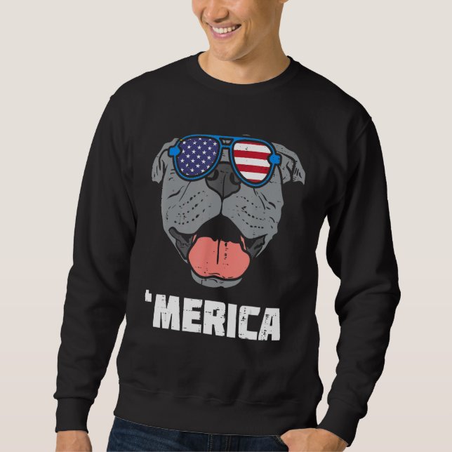 Sudadera Merica Pitbull Pit American USA Flag 4th Of July F (Anverso)