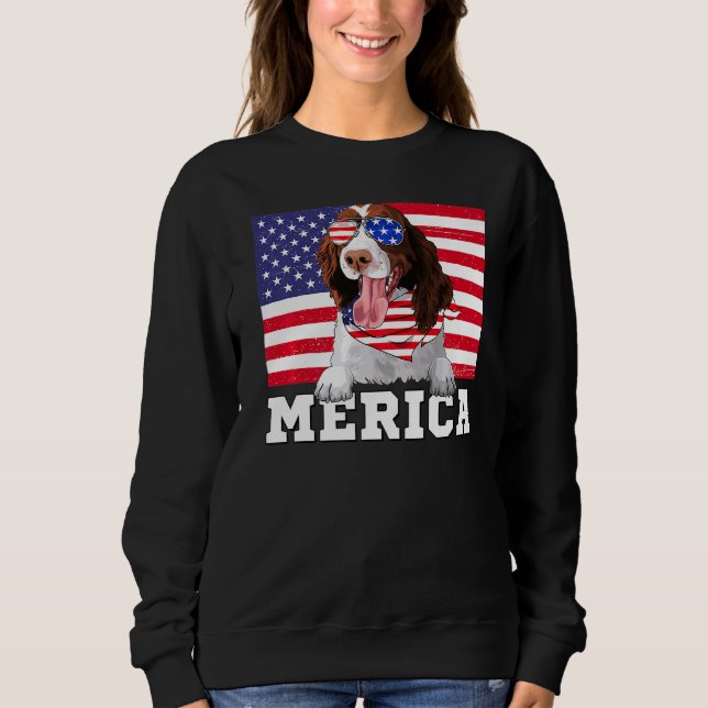 Sudadera Merica Primavera Inglesa Perro Español Bandera Ame (Anverso)