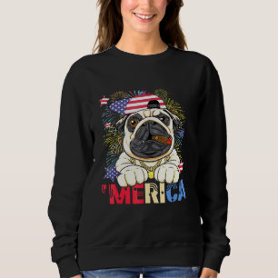 Sudadera Merica Pug Us Bandera Fuegos Artificiales 4 De Jul