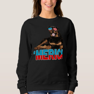 Sudadera Merica Rottweiler Bandera Estadounidense Gafas De