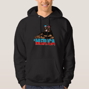 Sudadera Merica Rottweiler Bandera Estadounidense Gafas De 