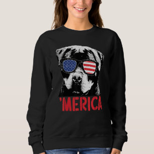Sudadera Merica Rottweiler Perro Bandera Americana Gafas de
