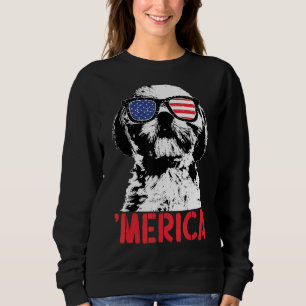 Sudadera Merica Shih Tzu Perro Bandera Americana Gafas de s