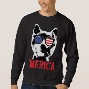 Sudadera Merica Westie Dog Bandera Americana Gafas De Sol 4