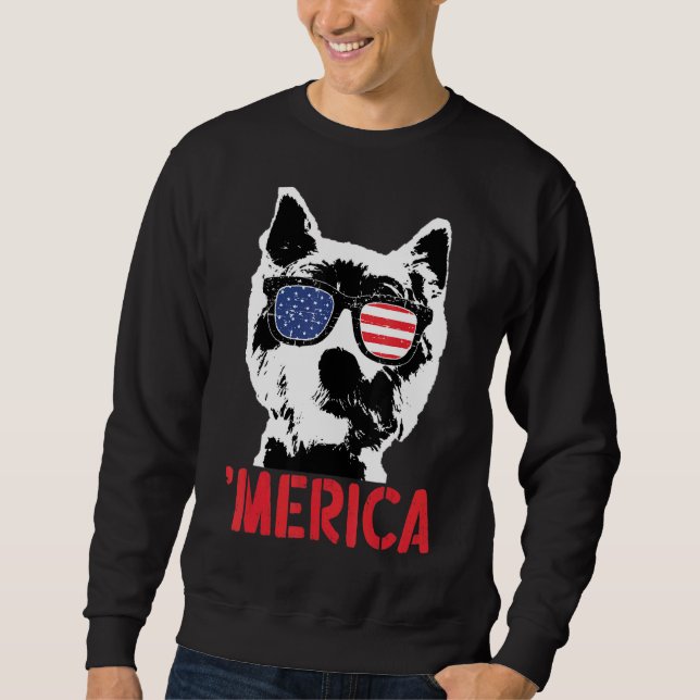 Sudadera Merica Westie Dog Bandera Americana Gafas De Sol 4 (Anverso)